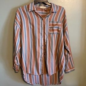 Brown and blue striped shirt